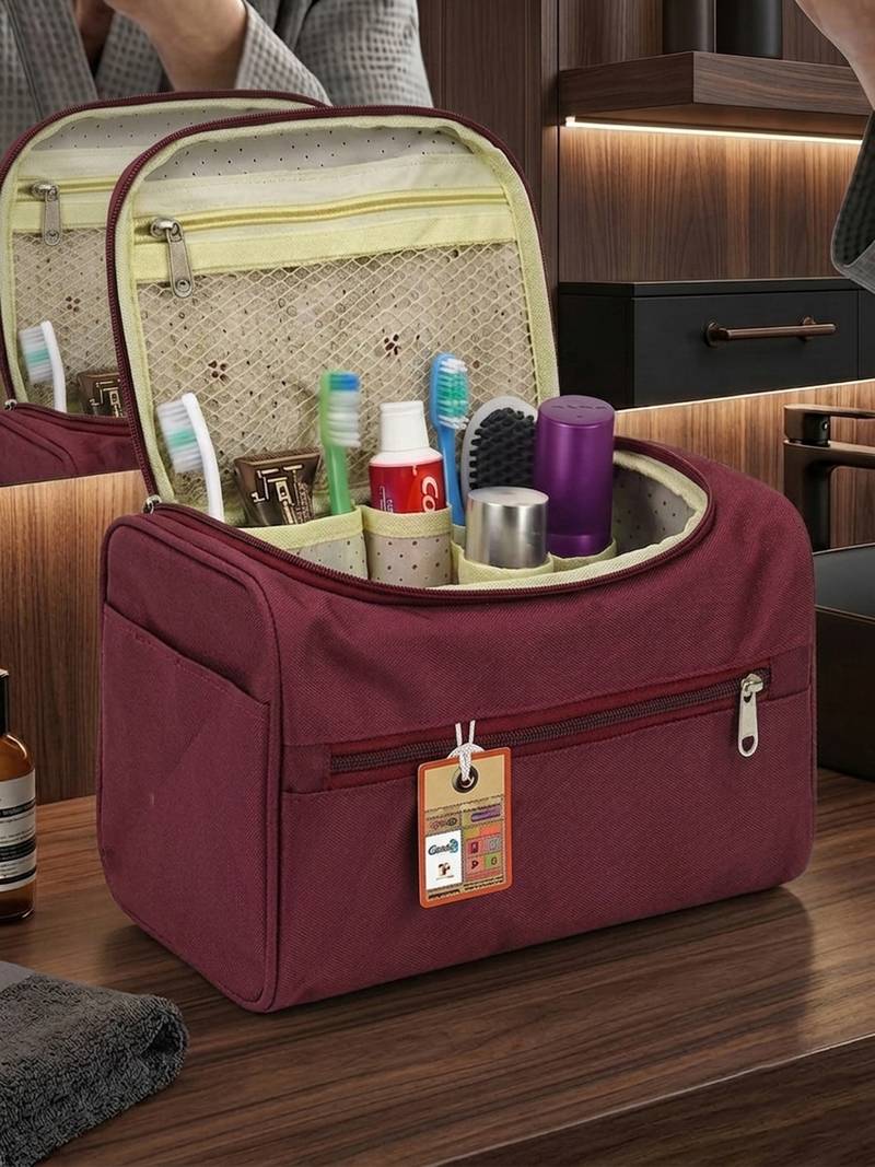 Toiletry organizer bag dopp kit washbag for men cosmetics pouch for women- travelling storage pouches maroon
