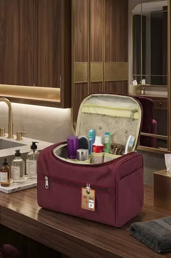 Toiletry organizer bag dopp kit washbag for men cosmetics pouch for women- travelling storage pouches maroon