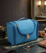 Makeup storage box travelling vanity cosmetic toiletry bag necklace wardrobe organizer jewellery pouch for women blue