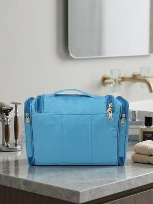 Makeup storage box travelling vanity cosmetic toiletry bag necklace wardrobe organizer jewellery pouch for women blue 3