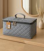 Makeup jewellery organizer locker box necklaces earring ring chains case cosmetic travel storage bag with 7 pouch (grey)