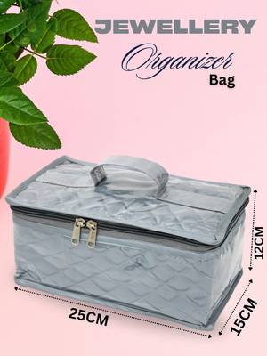 Makeup jewellery organizer locker box necklaces earring ring chains case cosmetic travel storage bag with 7 pouch (grey) 5