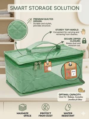 Makeup jewellery organizer locker box necklaces earring ring chains case cosmetic travel storage bag with 7 pouch (mint) 4