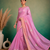 Pink Embroidery Floral Moti Beats Work And Gold Span (Organza) Fabric Saree With Unstitched Blouse 