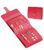Earring organizer holder with foldable book design 42 pair earring jhumka organizer travel jewellery pouch (dark pink)