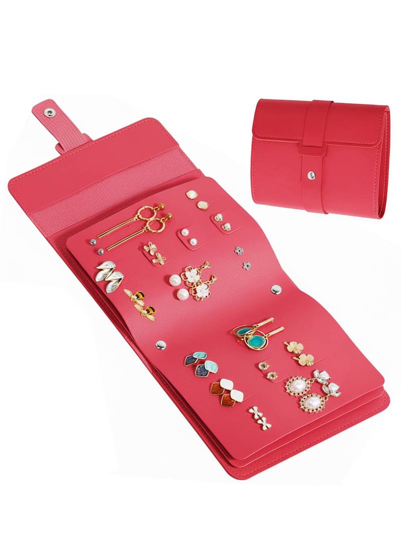 Earring organizer holder with foldable book design 42 pair earring jhumka organizer travel jewellery pouch (dark pink)