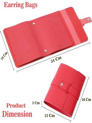 Earring organizer holder with foldable book design 42 pair earring jhumka organizer travel jewellery pouch (dark pink) 2