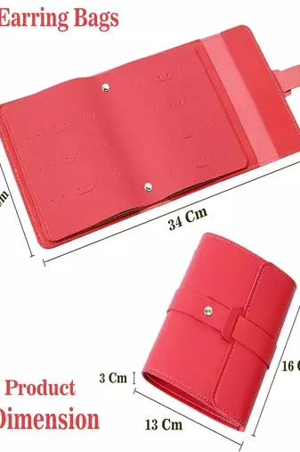 Earring organizer holder with foldable book design 42 pair earring jhumka organizer travel jewellery pouch (dark pink)