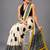 Beige printed satin saree with blouse