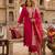 Rani-pink silk blend embroidered kurta set