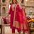 Rani-pink silk blend embroidered kurta set