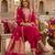 Rani-pink silk blend embroidered kurta set