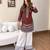 Brown crepe embroidered palazzo set