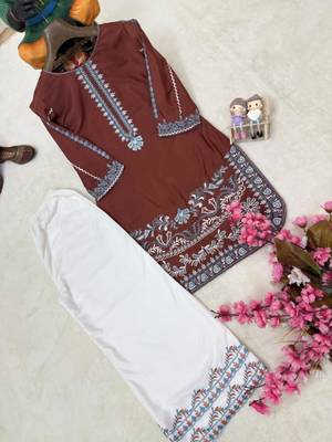 Brown crepe embroidered palazzo set 4