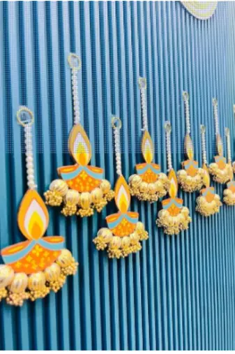 decorative diya gota ball hanging  wall hanging for main door decor (pack of 5)