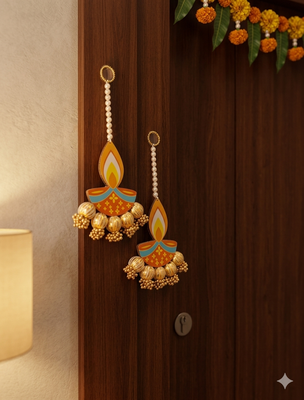 decorative diya gota ball hanging  wall hanging for main door decor (pack of 5) 3