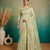 Pista Green Embroidery Floral Moti Beats Work And Gold Span (Organza) Fabric Saree With Unstitched Blouse 