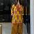 Yellow crepe printed farshi salwar set