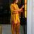 Yellow crepe printed farshi salwar set