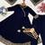 Navy-blue rayon embroidered kurta set