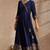 Navy-blue rayon embroidered kurta set