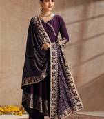 Purple rayon embroidered kurta set