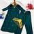 Teal silk blend embroidered kurta set