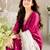 Rani-pink silk blend embroidered kurta set
