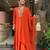 Orange silk blend embroidered kurta set