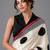 Beige printed satin saree with blouse