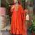 Orange silk blend embroidered kurta set