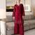 Maroon cotton poly embroidered palazzo set