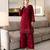 Maroon cotton poly embroidered palazzo set