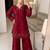 Maroon cotton poly embroidered palazzo set