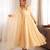 Cream silk blend mirror work flared gown set