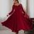 Maroon silk blend mirror work flared gown set