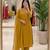 Yellow cotton poly embroidered kurta set