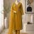 Yellow cotton poly embroidered kurta set