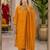 Dark-yellow cotton poly embroidered kurta set