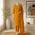 Dark-yellow cotton poly embroidered kurta set