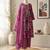 Purple silk blend printed kurta set