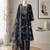 Navy-blue silk blend printed kurta set