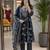 Navy-blue silk blend printed kurta set