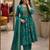 Teal silk blend printed kurta set