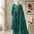 Teal silk blend printed kurta set