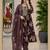 Wine silk blend printed kurta set