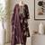 Wine silk blend printed kurta set