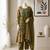Green silk blend embroidered kurta set