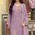 Lavender silk blend readymade suit with beads work