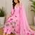 Pink silk blend embroidered kurta set